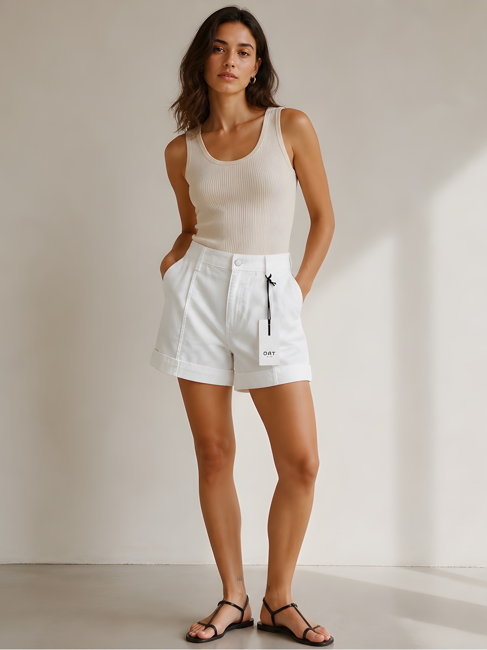 Oat New York High Rise Pleat Front Cuffed Sailor Shorts -Size 4/27